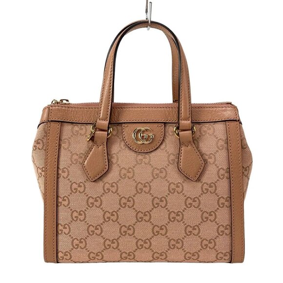 Auth GUCCI Ophidia GG Small Tote Bag 547551 Pink Jacquard Leather - Handbag - Picture 1 of 16